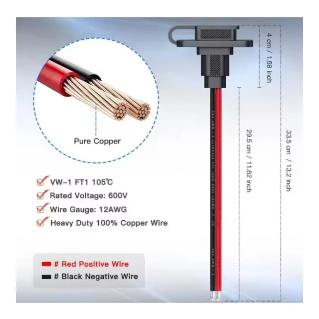 POLARPLUS Veggkontakt QCS - 30cm rød-sort 2 x 4mm² 