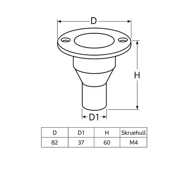 Dekkdrenering AISI 316 - Ø38 mm Polert syrefast stål til dekk og cockpit 