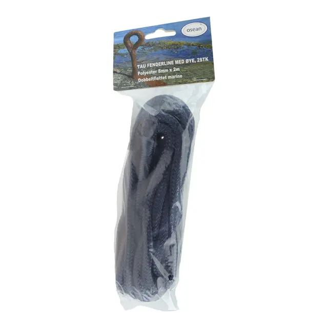 Fenderline flettet 8mm X 2m 2-pk - marineblå polyester 