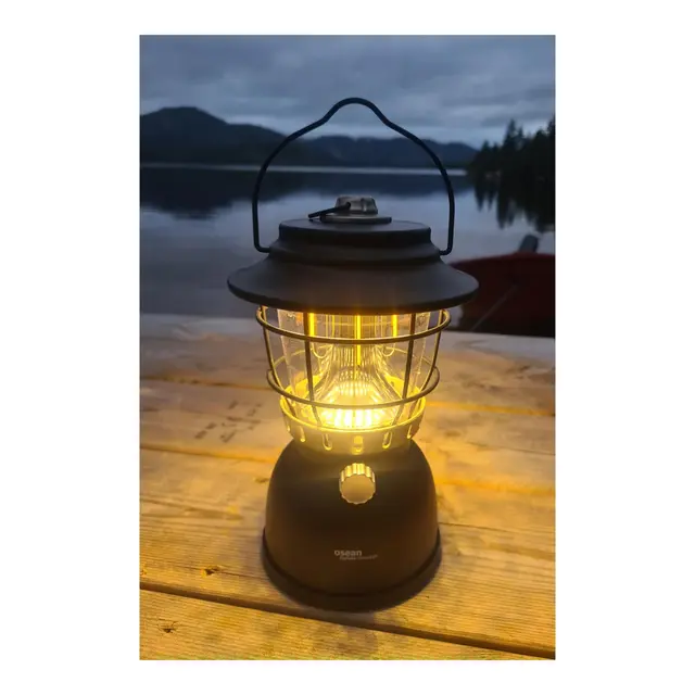 OSEAN Campinglykt m/ powerbank Sort matt - LED - Oppladbar 