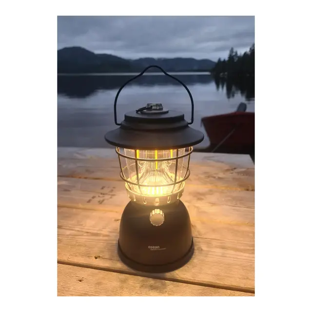 OSEAN Campinglykt m/ powerbank Sort matt - LED - Oppladbar 