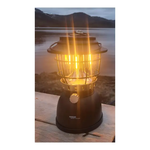 OSEAN Campinglykt m/ powerbank Sort matt - LED - Oppladbar 