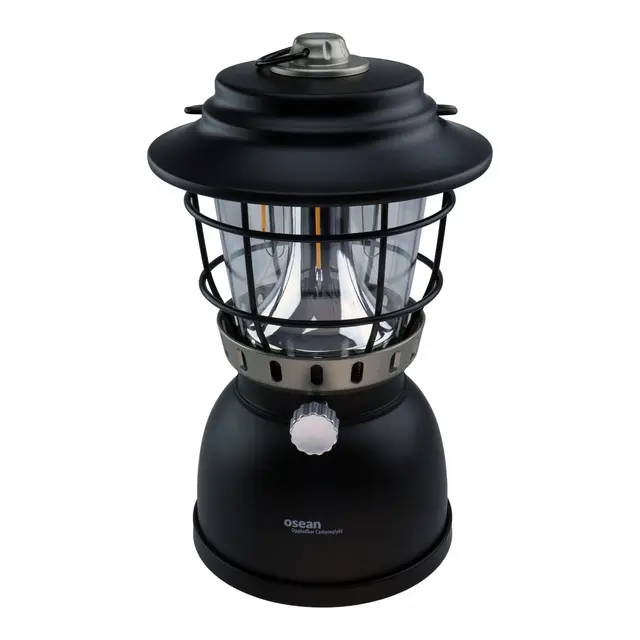 OSEAN Campinglykt m/ powerbank Sort matt - LED - Oppladbar 