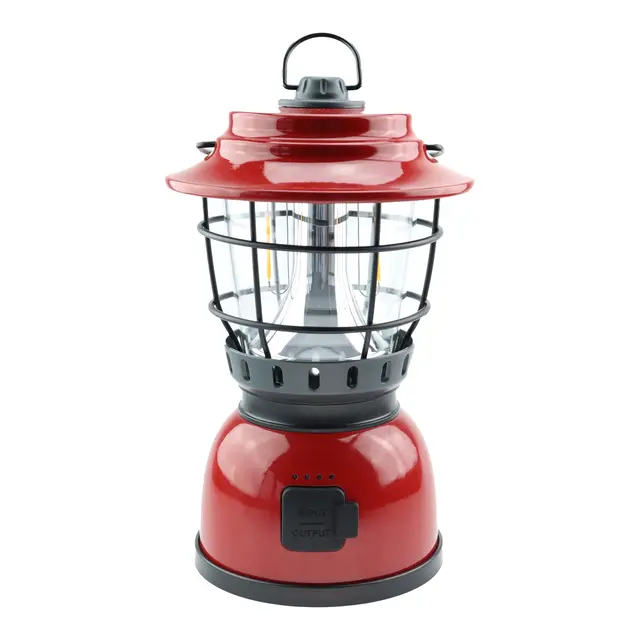 OSEAN Campinglykt m/ powerbank Rød/sort - LED - Oppladbar 