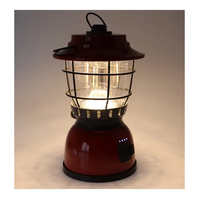 OSEAN Campinglykt m/ powerbank Rød/sort - LED - Oppladbar 