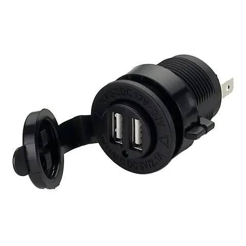 Dobbel USB kontakt, innfelt 12V