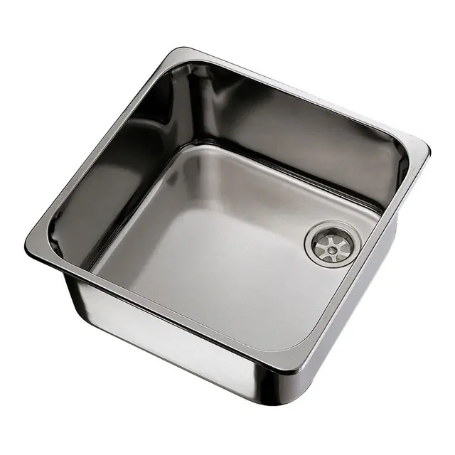 Stålvask firkantet, børstet stål Mål utv.: 360 x 360 mm 