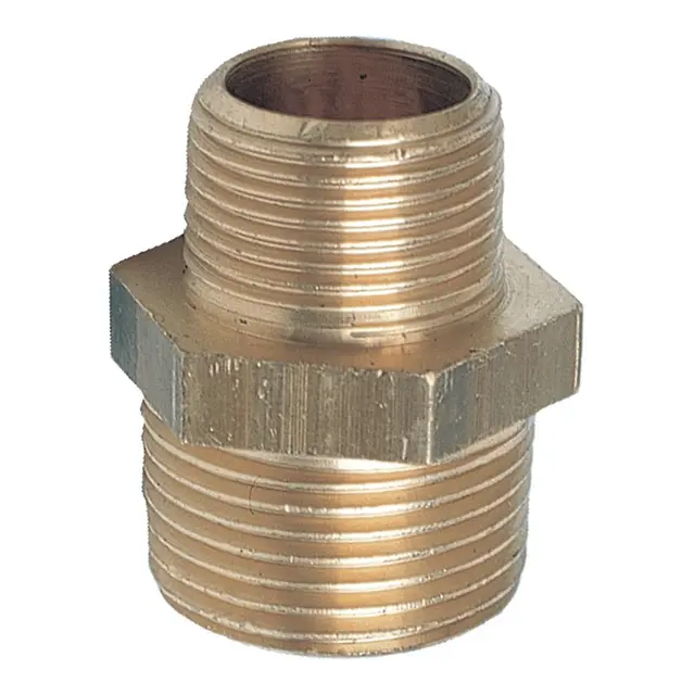 Reduksjonsnippel - utv. 1/2" utv. 3/8" Messing 