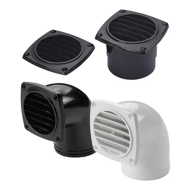 Ventilrist 3" plast - hvit m/ Ø75mm stuss - 90° 