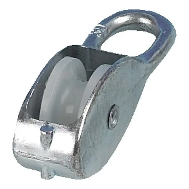 Blokk enkel m/nylonhjul - 40 mm Aluminium - 9mm tau 