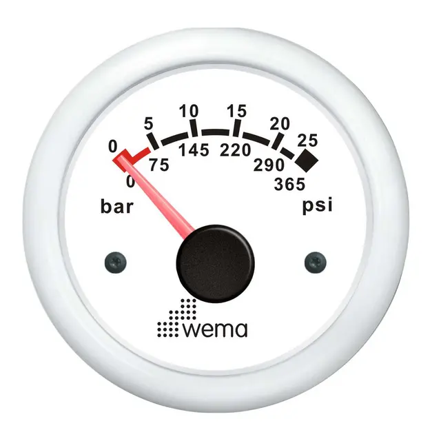 WEMA Oljetrykksmåler 0-10 bar hvit 
