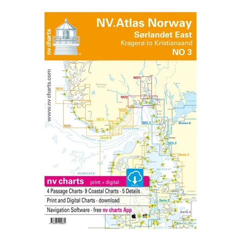 NV-CHARTS Atlas NO 3 S&#248;rlandet &#216;st Kristiansand til Krager&#248;