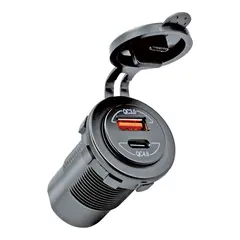 1852M USB Ladeuttak - innfelling 12/24V USB-A: 36W / USB-C: 60W