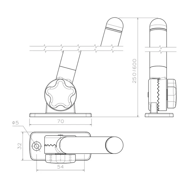 LALIZAS Micro LED Pole 360° rundtlysende Nedfellebar - 60cm - Grå 