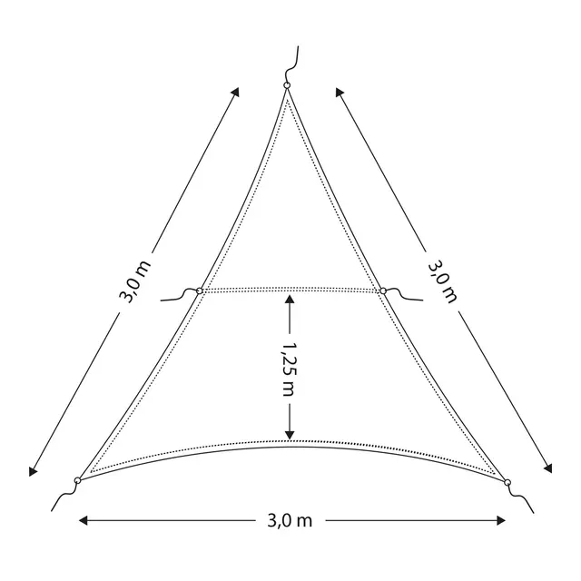 Solseil - triangel 300 x 300 x 300 cm - 600D 