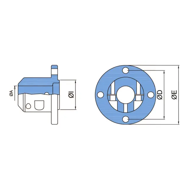 TOR MARINE Standard klemflens for aksel Aksel 25, dia 127, cc 107,95, styr 63,5 