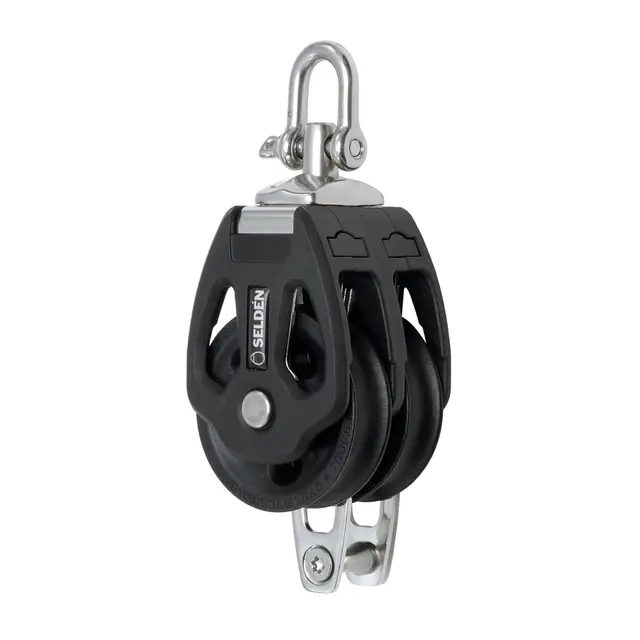 SELDÈN Blokk PBB50 dobbel/hundsvott m/glidelager, Ø50mm trinser 