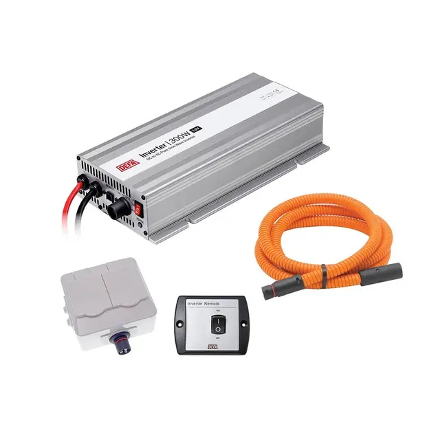 DEFA Inverter Pakke 1 300W/12V m/ fj.kontr, 2m Plug-in, dbl. vegguttak 