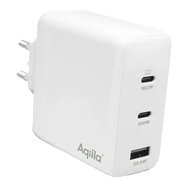 AQIILA Chargebird W4 120w 2xUSB-C/USB-A Vegglader - Hurtiglader 