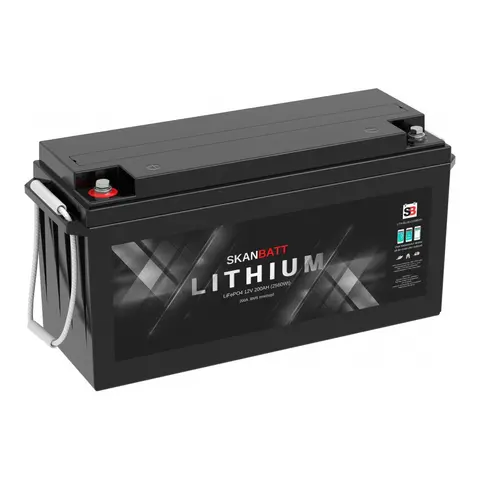 SKANBATT Lithium Batteri 12V 200AH 200A BMS - 5&#229;rs garanti med Bluetooth