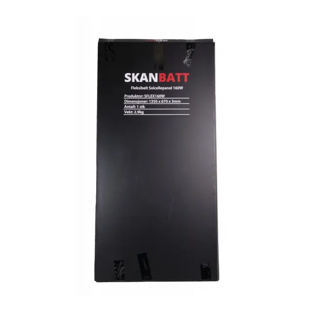SKANBATT Fleksibelt Solcellepanel 160W - Etfe - 1460x540x3mm 