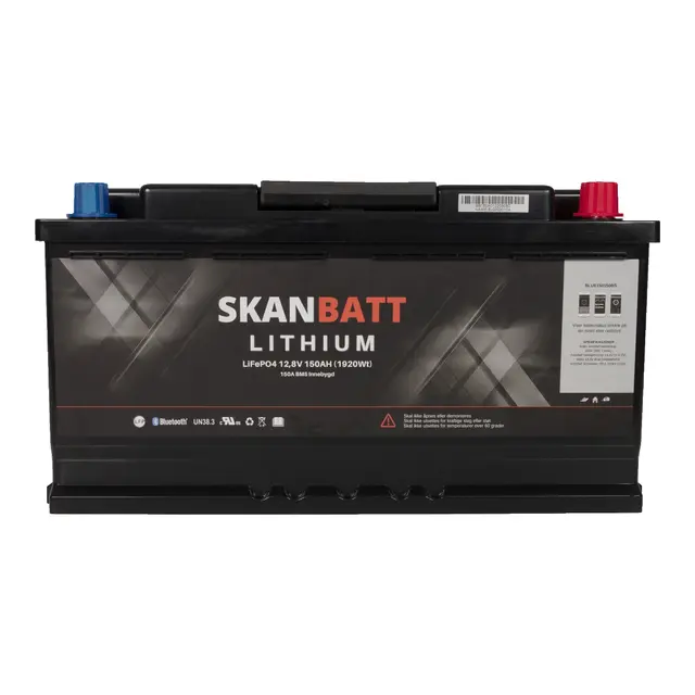 SKANBATT V2  Lithium Batteri 12V 150AH 150A BMS og Bluetooth 