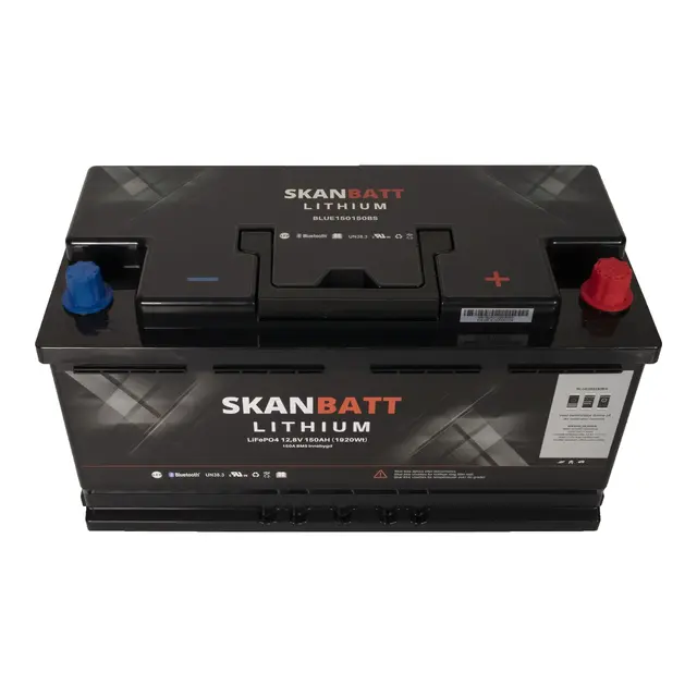 SKANBATT V2  Lithium Batteri 12V 150AH 150A BMS og Bluetooth 