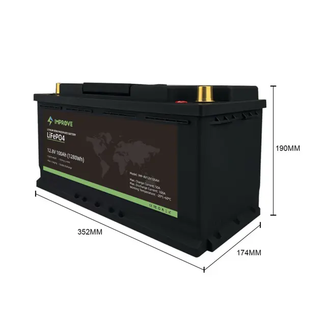 IMPROVE Lithium Batteri 12V 100Ah (LiFePO4) BMS 100A - Bobil 
