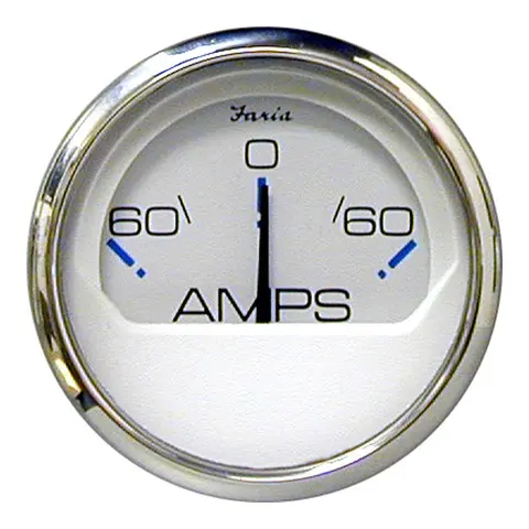 FARIA Amperemeter 60-0-60 amp. Ø2" - Hvit bl.ring 