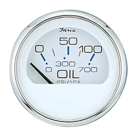 FARIA Oljetrykksmåler 0-100 PSI Ø2" - Hvit bl.ring 