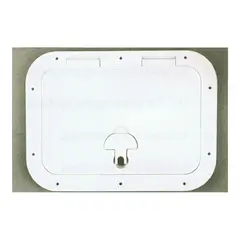 BOMAR Plastluke, Hvit 349 x 597 l&#229;sbar # 81020wl - hengslet - synlig flens