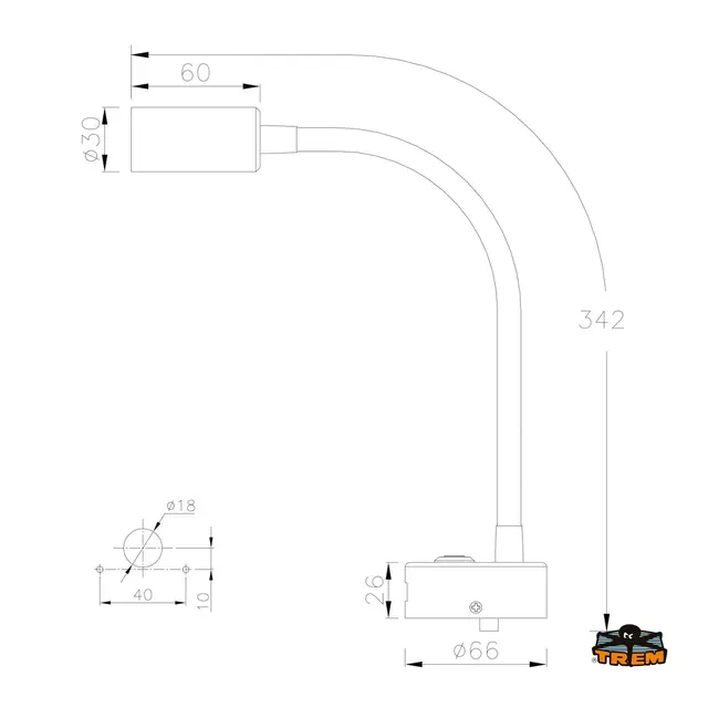AUROLED Leddet Kartlampe med Usb-uttak 12V, 3W 