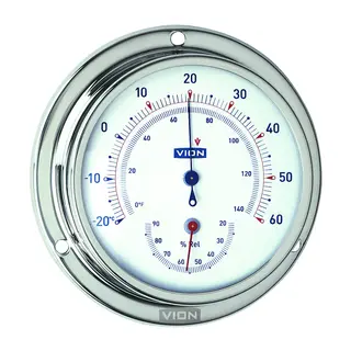 VION Hygrometer + Termometer - &#216;97mm polert rustfritt st&#229;l