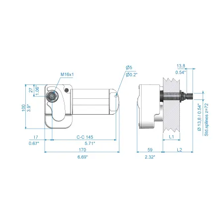 ROCA Viskermotor W12 - 12V 38mm aksling, Vanntett 